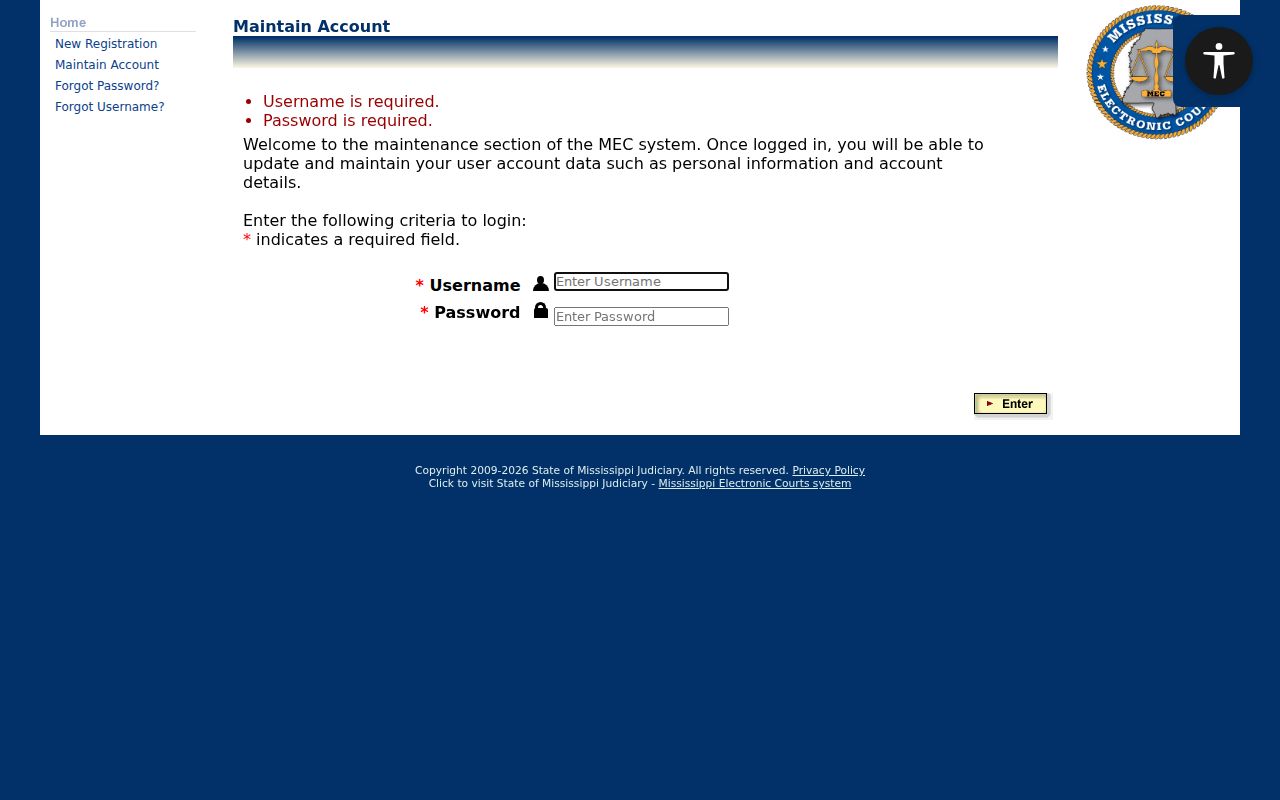 Leflore County case lookup source image of the PAMEC account login