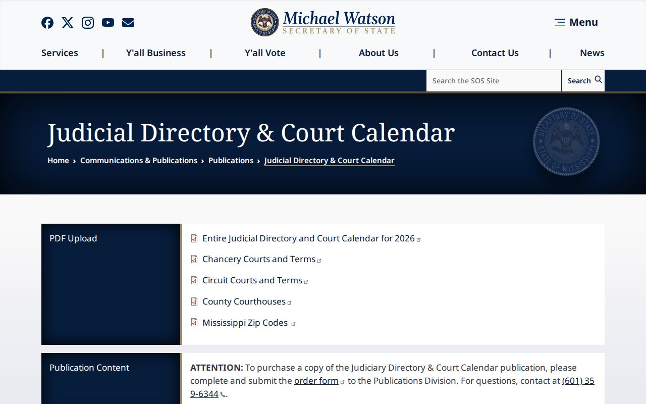 Leflore County court dates source image from the Mississippi Judicial Directory and Court Calendar