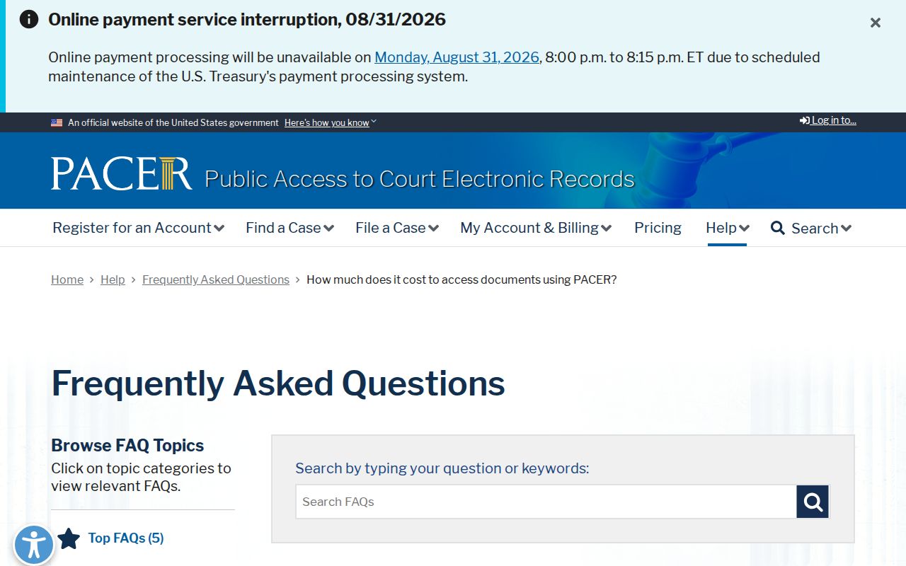 Leflore County court records reference for PACER document access costs