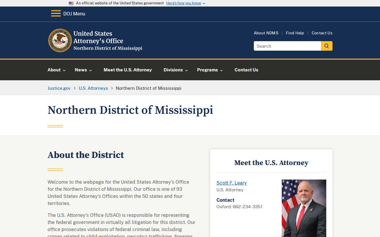 Leflore County criminal docket federal Northern District context