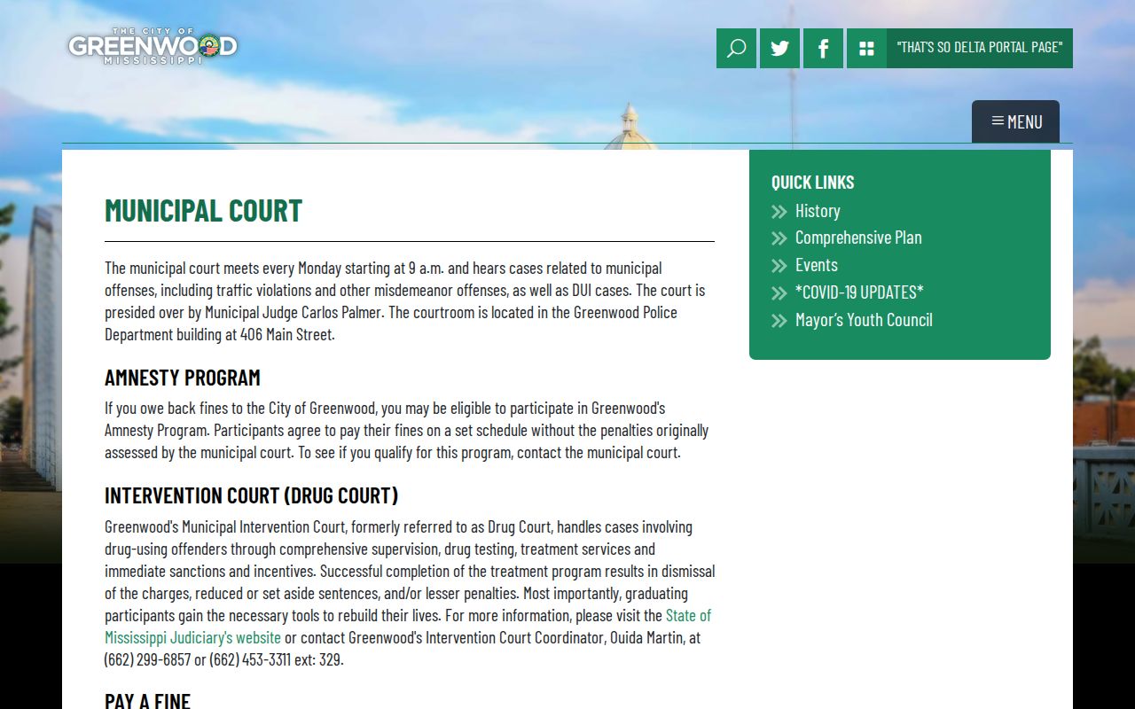 Greenwood court docket Municipal Court source page