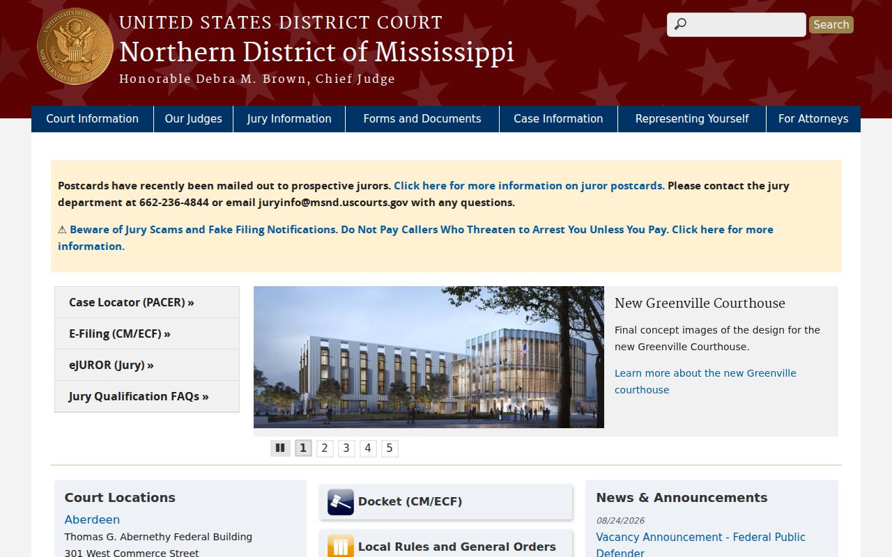 Leflore County court docket federal Northern District court source