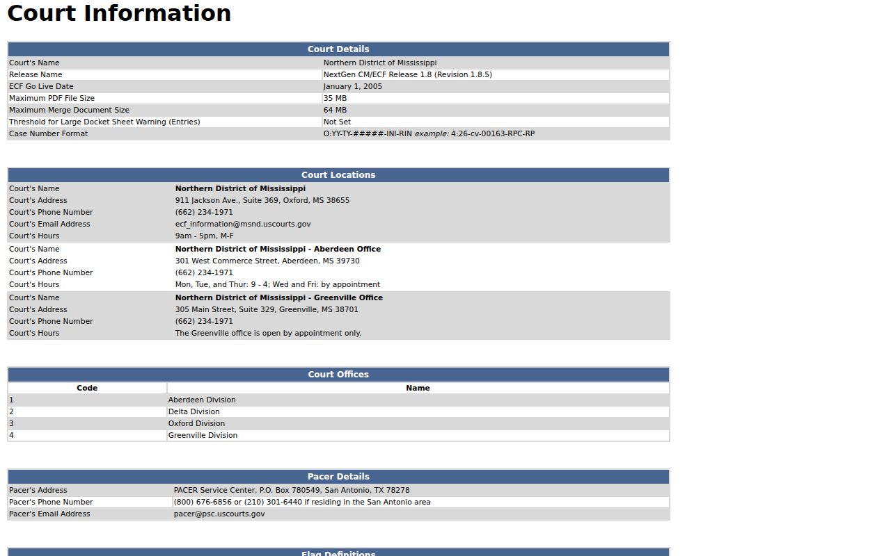 Schlater court docket reference to Northern District PACER CourtInfo access