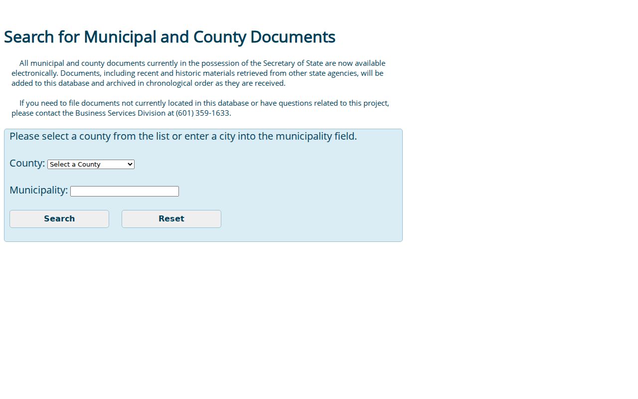 Sidon court docket reference to Mississippi municipal document search access